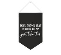 Bannière en toile « Love Grows Best In Little Houses Just Like This » - 25,4 x 38,1 cm - Décoration murale pour chambre à coucher, chambre d'enfant