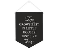 Bannière en toile « Love Grows Best in Little Houses Just Like This » - 30,5 x 40,6 cm - À suspendre au mur - Décoration murale pour chambre à coucher, chambre d'enfant