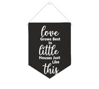 Bannière en toile « Love Grows Best In Little Houses Just Like This » - À suspendre au mur - Décoration murale pour salon, chambre à coucher, bureau, cadeaux de vacances - 25,4 x 30,5 cm