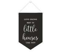 Bannière en toile « Love Grows Best In Little Houses Like This » - À suspendre au mur - Décoration murale pour salon, chambre à coucher, bureau, cadeaux de vacances - 25,4 x 38,1 cm