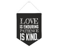 Bannière en toile « Love Is Enduring Patience Is Kind » à suspendre au mur - Décoration murale pour salon, chambre à coucher, bureau, cadeaux de vacances - 25,4 x 30,5 cm