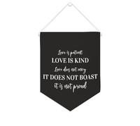Bannière en toile « Love Is Patient, Love Is Kind; Love Does Not Envy » - À suspendre au mur - Décoration murale pour salon, chambre à coucher, bureau, cadeaux de vacances - 25,4 x 30,5 cm