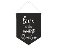 Bannière en toile Love It The Greatest Adventure à suspendre au mur - Décoration murale pour salon, chambre à coucher, bureau, cadeaux de vacances - 25,4 x 30,5 cm