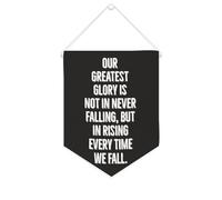 Bannière en toile « Our Greatest Glory Is Not in Never Falling, But in Rising Every Time We Fall » - 25,4 x 30,5 cm - Décoration murale pour chambre à coucher, chambre d'enfant et maison
