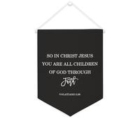Bannière en toile « So in Christ Jesus You Are All Children of God through Faith » - À suspendre au mur - Bannière murale décorative pour salon, chambre à coucher, bureau, cadeaux de vacances