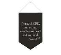 Bannière en toile « Test Me,LORD and Try Me,examine My Heart And My Mind » - À suspendre au mur - Décoration murale pour salon, chambre à coucher, bureau, vacances, cadeau de vacances - 25,4 x 38,1 cm