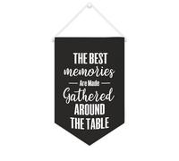 Bannière en toile « The Best Memories Are Made Gathered Around The Table » à suspendre au mur - Décoration murale pour salon, chambre à coucher, bureau, cadeaux de vacances - 25,4 x 38,1 cm