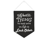 Bannière en toile « The Best Thing to Hold Onto in Life Is Each Other » - À suspendre au mur - Œuvre d'art décorative pour salon, chambre à coucher, bureau, cadeaux de vacances - 25,4 x 30,5 cm
