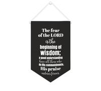 Bannière en toile « The Fear of The LORD Is The Beginning of Wisdom » - À suspendre au mur - Décoration murale - Œuvre d'art pour salon, chambre à coucher, bureau - Cadeau de vacances - 25,4 x 38,1 cm
