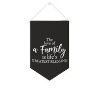 Bannière en toile « The Love of A Family Is Life's Greatest Blessing » - À suspendre au mur - Œuvre d'art décorative pour salon, chambre à coucher, bureau, cadeaux de vacances - 25,4 x 38,1 cm