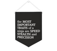Bannière en toile « The Most Important Traits of A Ninja Are Speed Stealth And Precision » - 30,5 x 40,6 cm - Décoration murale pour chambre à coucher, chambre d'enfant, décoration d'intérieur