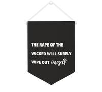 Bannière en toile « The Rape of The Wicked Will Surely Wipe Out Oneself » - À suspendre au mur - Œuvre d'art décorative pour salon, chambre à coucher, bureau - Cadeau de vacances - 30,5 x 40,6 cm