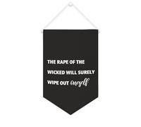 Bannière en toile « The Rape of The Wicked Will Surely Wipe Out Oneself » - À suspendre au mur - Œuvre d'art décorative pour salon, chambre à coucher, bureau, cadeaux de vacances - 25,4 x 38,1 cm