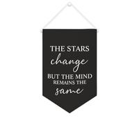 Bannière en toile « The Stars Change But The Mind Remains The Same » - À suspendre au mur - Décoration murale pour salon, chambre à coucher, bureau, cadeaux de vacances - 25,4 x 38,1 cm