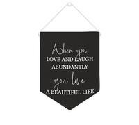 Bannière en toile « When You Love And Laugh Abundantly You Live A Beautiful Life » à suspendre au mur - Décoration murale pour salon, chambre à coucher, bureau, cadeaux de vacances