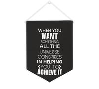 Bannière en toile « When You Want Something All The Universe Conspires » - 30,5 x 40,6 cm - À suspendre au mur - Décoration murale pour chambre à coucher, chambre d'enfant, décoration d'intérieur