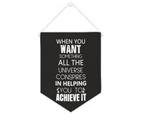 Bannière en toile « When You Want Something All The Universe Conspires » - Décoration murale pour salon, chambre à coucher, bureau, cadeaux de vacances - 25,4 x 30,5 cm