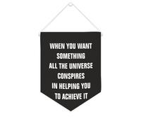 Bannière en toile « When You Want Something All The Universe Conspires in Helping You » - À suspendre au mur - Décoration murale pour salon, chambre à coucher, bureau, cadeaux de vacances
