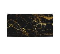 Bannière en vinyle personnalisable avec fond noir et doré pour décoration de fête intérieure et extérieure