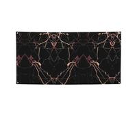 Bannière en vinyle personnalisable en marbre noir rose doré pour décoration de fête intérieure et extérieure