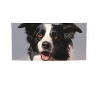 Bannière et panneau Border Collie personnalisés pour décoration murale intérieure et extérieure avec œillets - Poster de fond photo pour événement, fête d'anniversaire