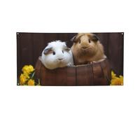 Bannière et panneau de cochons d'Inde personnalisés pour décoration murale intérieure et extérieure avec œillets - Toile de fond photo pour événement, fête d'anniversaire