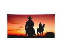 Bannière et panneau de cowboy du Texas personnalisés pour décoration murale intérieure et extérieure avec œillets - Toile de fond photo pour événement, fête d'anniversaire