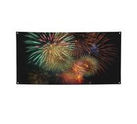 Bannière et panneau de feux d'artifice personnalisés pour décoration murale intérieure et extérieure avec œillets - Poster pour événement, fête d'anniversaire