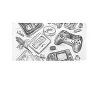Bannière et panneau de jeu monochrome de style croquis personnalisés pour décoration murale intérieure et extérieure avec œillets, toile de fond photo pour événement, fête d'anniversaire