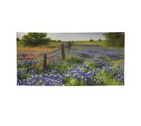 Bannière et panneau de paysage du Texas Bluebonnets personnalisés pour intérieur et extérieur - Toile de fond avec œillets - Poster pour événement, fête d'anniversaire