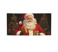 Bannière et panneau du Père Noël personnalisés pour décoration murale intérieure et extérieure avec œillets - Poster pour événement, fête d'anniversaire