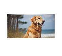 Bannière et panneau Golden Retriever personnalisés pour décoration murale intérieure et extérieure avec œillets - Poster pour événement, fête d'anniversaire
