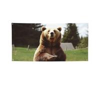 Bannière et panneau « Hi Bear Sit on the Lawn » - Impression de drapeau personnalisé pour intérieur et extérieur - Toile de fond avec œillets - Toile de fond photo pour événement, fête d'anniversaire