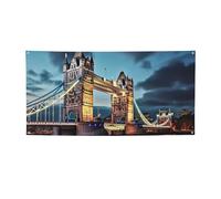 Bannière et panneau personnalisés Tower Bridge de Londres pour décoration murale intérieure et extérieure avec œillets - Toile de fond photo pour événement, fête d'anniversaire