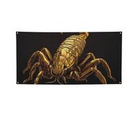 Bannière et panneaux de scorpion doré pour extérieur et intérieur - Bannière personnalisée avec œillets - Toile de fond d'anniversaire - Fond photo pour mariage - Taille S