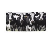 Bannière et panneaux de vaches noires et blanches pour extérieur et intérieur - Bannière personnalisée avec œillets - Toile de fond d'anniversaire, affiche de fond pour photo pour mariage, événement