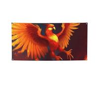 Bannière et panneaux Phoenix orange et rouge pour extérieur et intérieur - Bannière personnalisée avec œillets - Toile de fond pour anniversaire, affiche de fond pour mariage - Taille M
