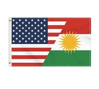 Bannière États-Unis Kurdistan Amérique Kurde Léger Drapeau/Bannière Personnalisé Imperméable Drapeau Grand Pour Fans Extérieur Anniversaires 90X150Cm