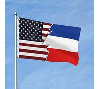 Bannière extérieure double face 90 x 150 cm représentant les États-Unis et la Yougoslavie, idéale pour la décoration de terrasse et de jardin.