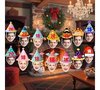 Bannière faciale sur mesure,6-20 pièces chapeaux fête incluant âge et photos, guirlandes en papier, signes joyeux anniversaire, décoration amusante pour célébrations comme anniversaires