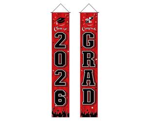 Bannière Félicitations Diplômé - Toile De De Félicitations En Polyester | Couplets De La Saison Des Diplômes 2026 - Rideaux De Porte Décorations De Fête De Remise Des Diplômes | Bannière De