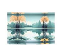 Bannière festive avec feuilles tombées sur un lac tranquille - 119,4 x 180,3 cm - Pour Noël, fêtes nocturnes, réunions entre amis