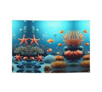 Bannière festive avec poissons coralliens créant une atmosphère sous-marine 119,4 x 180,3 cm pour Noël, fêtes nocturnes, réunions entre amis