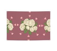 Bannière festive avec rose d'amour blanche 119,4 x 180,3 cm pour Noël, fêtes nocturnes, réunions entre amis