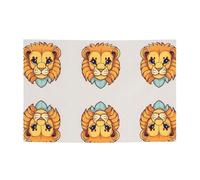 Bannière festive de dessin animé mignon petit lion 119,4 x 180,3 cm pour Noël, fêtes nocturnes, réunions entre amis