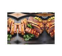 Bannière festive Golden Roast créant une atmosphère de 119,4 x 180,3 cm pour Noël, fêtes nocturnes, réunions entre amis