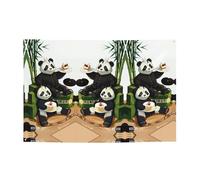 Bannière festive « Pandas of Father and Son » - 119,4 x 180,3 cm - Pour Noël, fêtes nocturnes, réunions d'amis