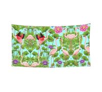 Bannière flamant rose avec impression de fleurs d'amour en plein air, convient pour les fêtes d'Halloween, décoration à suspendre pour une utilisation en intérieur et en extérieur