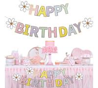 Bannière florale, décorations de bannières florales, bannières colorées en forme de marguerite | Bannière Happy Birthday de fleurs pour décoration de fête, guirlande d'anniversaire, bannière pour