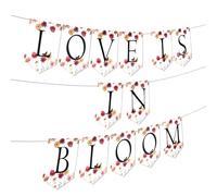 Bannière florale « Love is in Bloom » - Décoration de fête prénuptiale pour fiançailles, mariage, fête de mariage